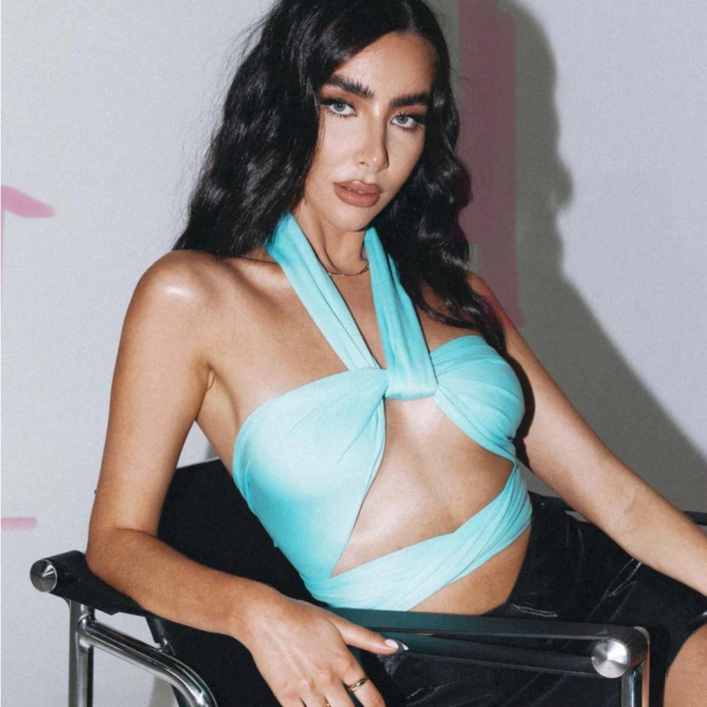 PRINCESS POLLY blue wrap top